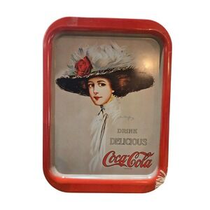 Vintage Coca-Cola Metal Serving Tray Hamilton King Girl 14.5" x 11" VG Condition